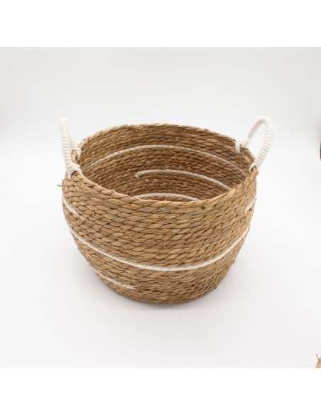Grandes corbeilles coton & herbe marine – Rayures naturelles