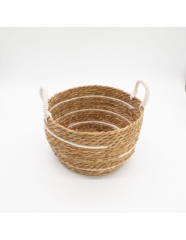 Grandes corbeilles coton & herbe marine – Rayures naturelles