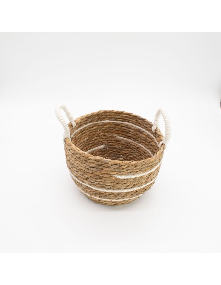 Grandes corbeilles coton & herbe marine – Rayures naturelles