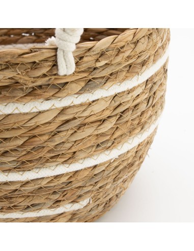 Grandes corbeilles coton & herbe marine – Rayures naturelles