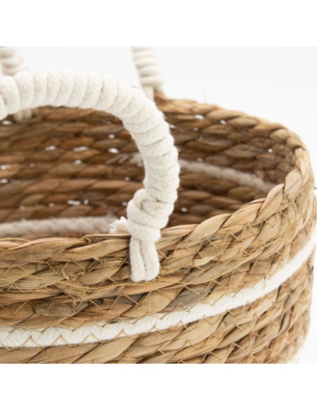 Grandes corbeilles coton & herbe marine – Rayures naturelles
