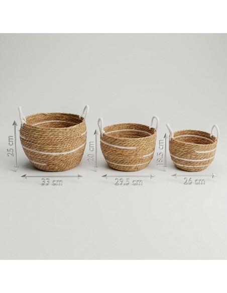 Grandes corbeilles coton & herbe marine – Rayures naturelles