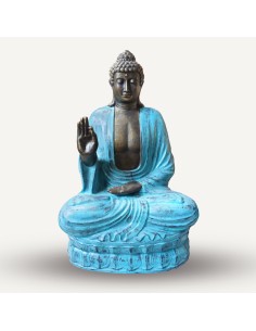 Bouddha monumental turquoise sur lotus – Enseignement zen