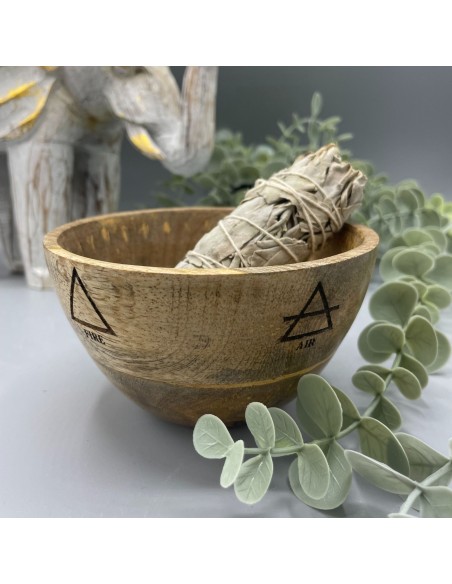 Bol rituel en bois – Les Quatre Éléments
