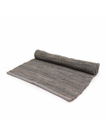 Tapis indien en coton tissé – Gris charbon zen