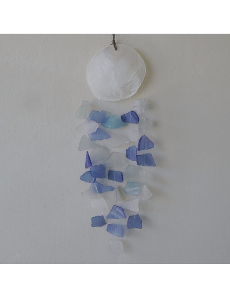 Carillon en verre recyclé – Harmonie bleu & blanc