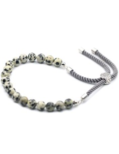 Bracelet fil gris & jaspe dalmatien – Stabilité