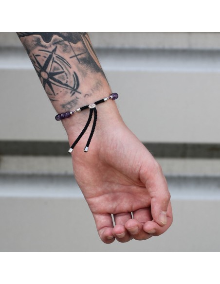 Bracelet fil gris & jaspe dalmatien – Stabilité