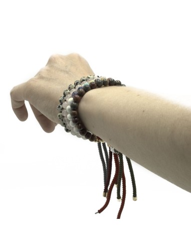 Bracelet fil gris & jaspe dalmatien – Stabilité