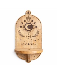 Étagère murale arc lunaire & arbre – Autel zen