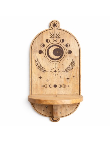 Étagère murale arc lunaire & arbre – Autel zen