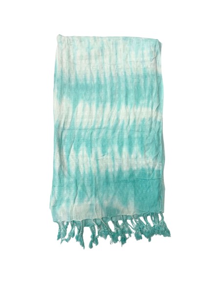 Étole/écharpe Boho Java Art – Rayures turquoises