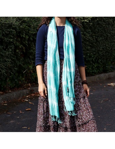 Étole/écharpe Boho Java Art – Rayures turquoises