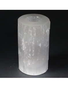 Bougeoir cylindrique en sélénite – Paix zen