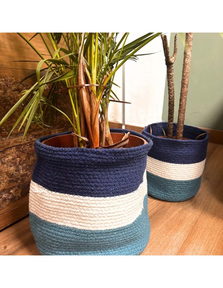 Paniers en jute avec œil protecteur – Organisation zen