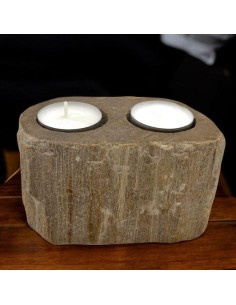 Photophore en bois pétrifié – Double