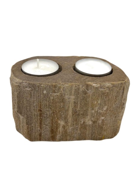 Photophore en bois pétrifié – Double
