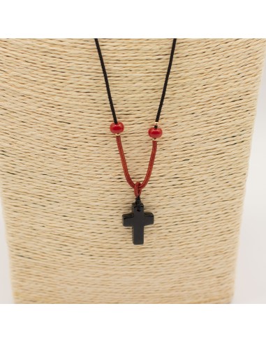 Collier croix en agate noire – Protection zen