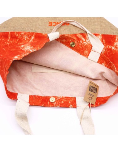 Sac naturel en coton – Orange, main Namasté «?Paix?»