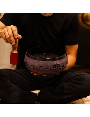 Bol tibétain sculptural – Champignon Purple Haze