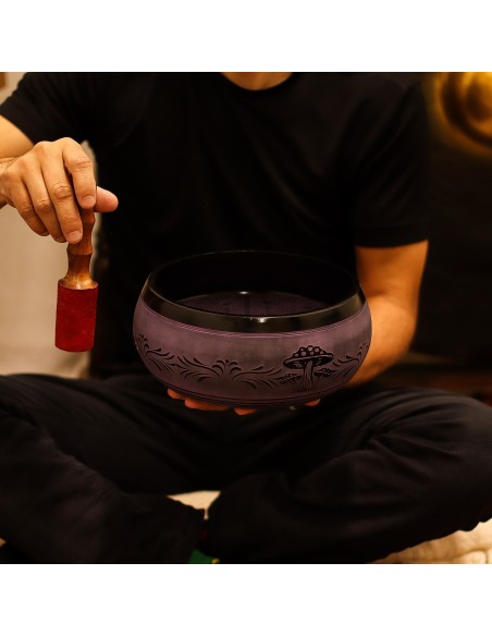 Bol tibétain sculptural – Champignon Purple Haze