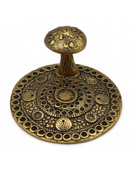Porte?encens en forme de champignon – Effet laiton