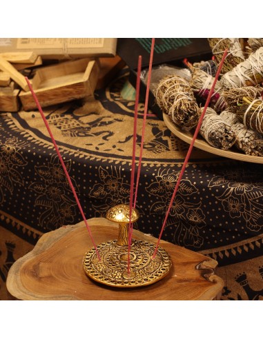 Porte?encens en forme de champignon – Effet laiton