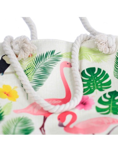 Sac shopper à anses corde – Flamant tropical