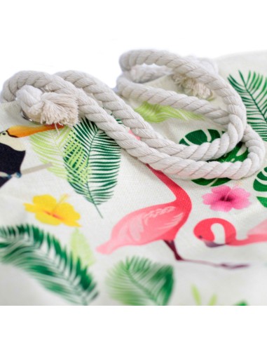 Sac shopper à anses corde – Flamant tropical