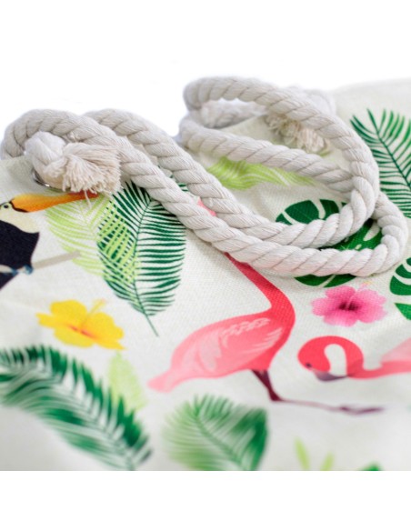Sac shopper à anses corde – Flamant tropical