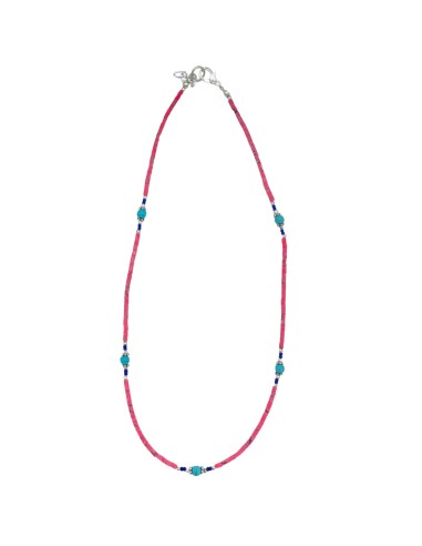 Collier népalais perles fines – Corail rose & turquoise