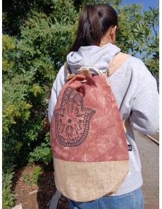 Sac à dos naturel effet lavé – Terracotta, Hamsa