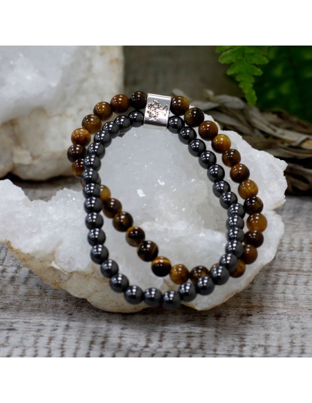 Bracelet magnétique en œil de tigre – Assurance zen