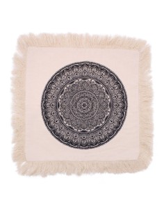 Coussin mandala traditionnel – Noir zen fibre