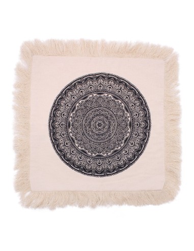 Coussin mandala traditionnel – Noir zen fibre