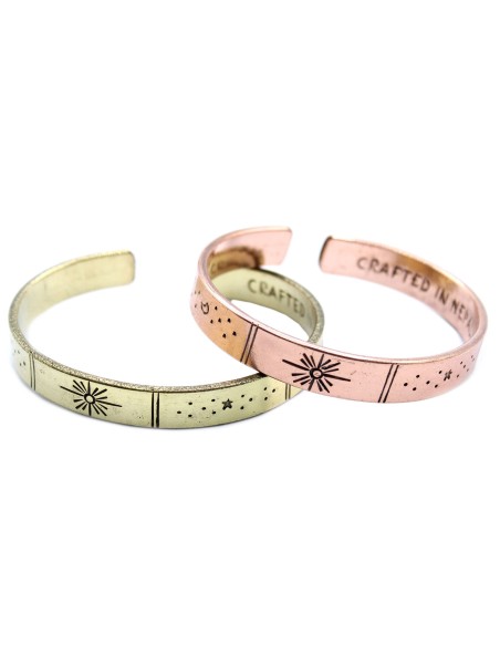 Bracelet inspiration en laiton – Symboles cosmiques