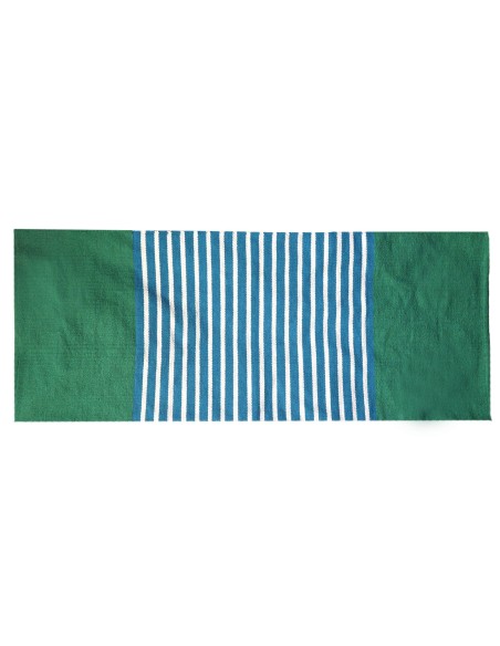 Tapis indien coton 70×170 cm - Bleu/Vert