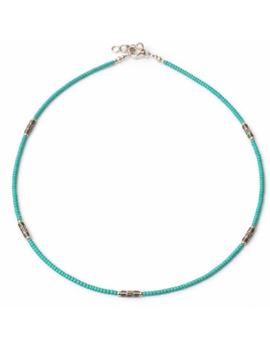 Collier népalais perles fines – Turquoise & goutte