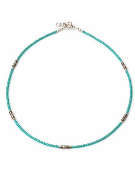 Collier népalais perles fines – Turquoise & goutte