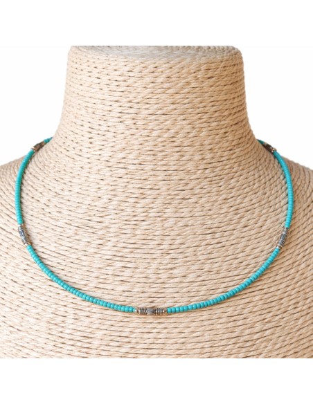 Collier népalais perles fines – Turquoise & goutte