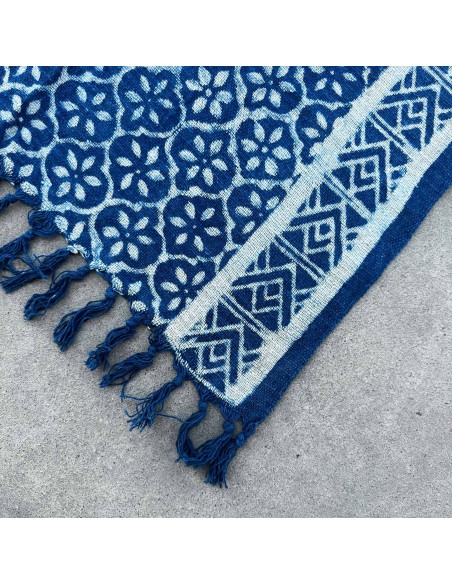 Chemin de table indigo artisanal – Motifs Madjid