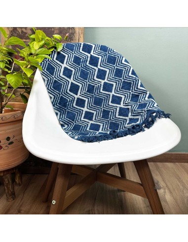 Chemin de table indigo artisanal – Motif Heerak