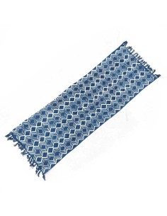 Chemin de table indigo artisanal – Motif Heerak