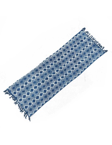 Chemin de table indigo artisanal – Motif Heerak