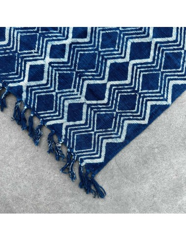 Chemin de table indigo artisanal – Motif Heerak