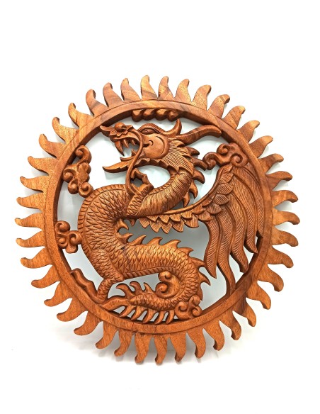 Panneau mural dragon en bois – Protection symbolique