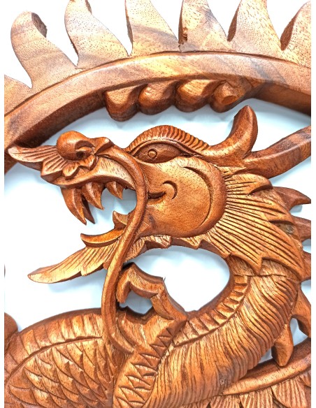 Panneau mural dragon en bois – Protection symbolique