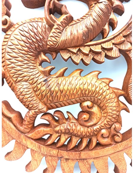 Panneau mural dragon en bois – Protection symbolique