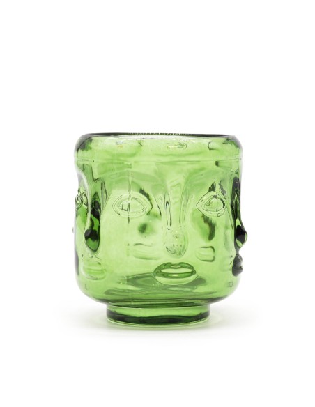 Bougie en pot décoratif – Visages de Bouddha jade