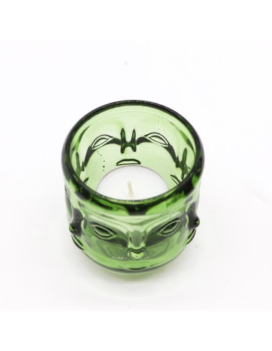 Bougie en pot décoratif – Visages de Bouddha jade